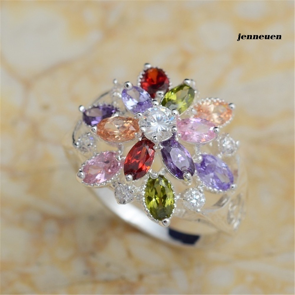 Nhẫn Đính Hôn Đính Đá Nhiều Màu Sắc Cho Nữ
