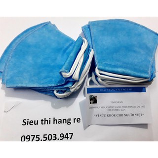 10 khẩu trang vải cao cấp màu xanh