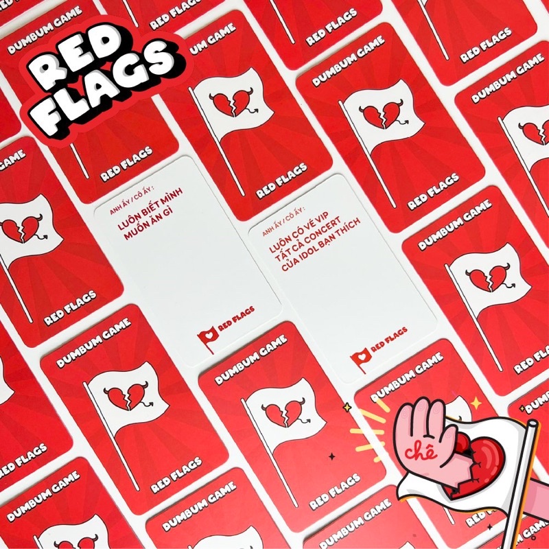 Bộ Bài Red Flags board game Choidee mai mối hấp dẫn hài hước chơi nhóm cùng bạn bè 120 lá