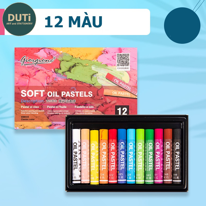 Màu Sáp dầu Giorgione 12/24/36/48 Soft Oil Pastels Hạng Hoạ Sĩ Vẽ tranh nổi- Họa Cụ DUTi