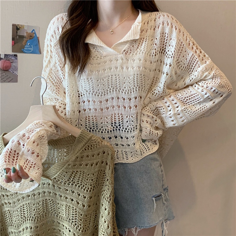 Áo Len Tay Dài Cổ Chữ V Dáng Rộng Thời Trang Cho Nữ