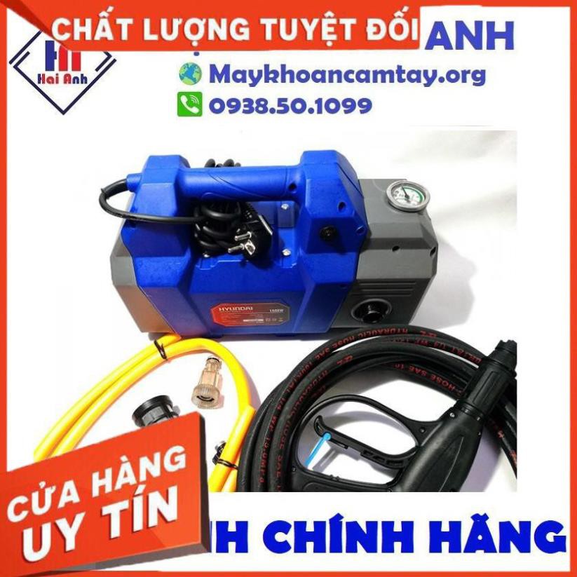 Máy xịt rửa xe mini áp lực cao Hyundai HRX815 chính hãng - Tự hút phun nước vệ sinh xe máy, ô tô. BH 6 tháng