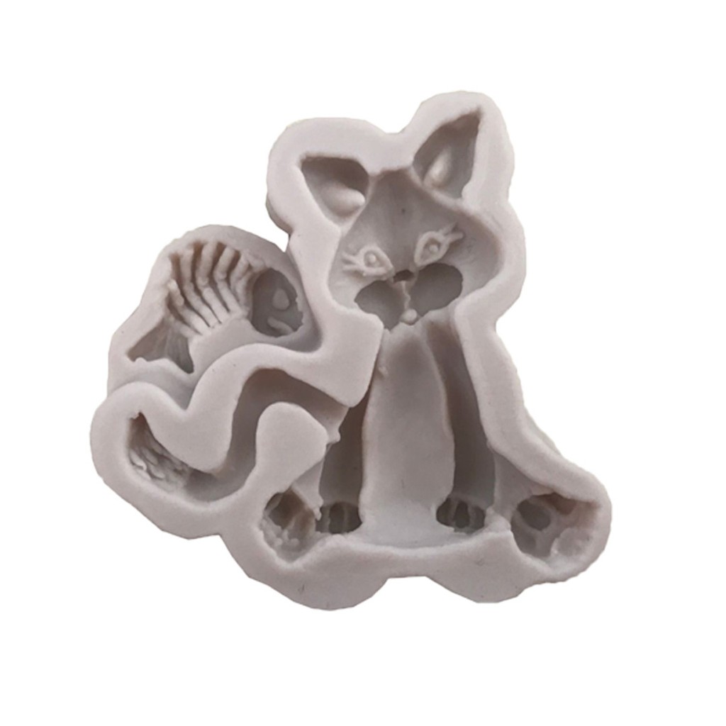 Khuôn Fondant Làm Sô Cô La, Trang Trí Bánh Kem, Được Làm Từ Silicone Với Họa Tiết Hình Con Mèo 3d