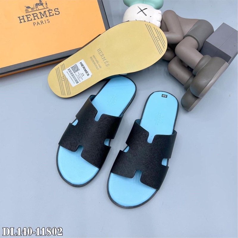 Dép Nam Quai Da Chữ H Đế Vàng Giả Gỗ Cực Đẹp DL08P