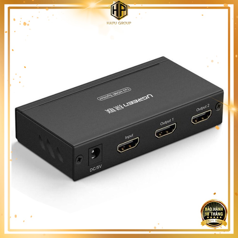 Ugreen 40201 - Bộ chia HDMI 1 vào 2 ra hỗ trợ Full HD chính hãng - Hapugroup