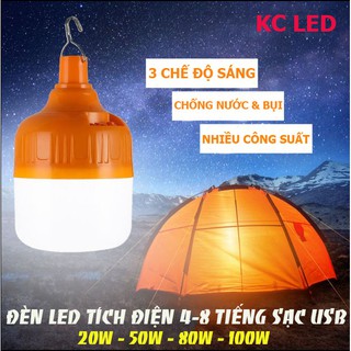 Bóng Đèn led tích điện  sạc dây USB có móc treo tiện dụng cho dã ngoại picnic mất điện hoặc bán hàng rong ngoài trờ