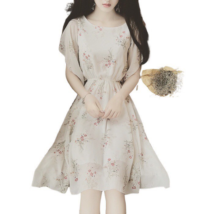 Đầm Voan Hoa Dáng Xòe ️🎉Hàng QC Có Sẵn️🎉 Thiết Kế Chiết Eo Thời Trang Thanh Lịch Cho Nữ | BigBuy360 - bigbuy360.vn
