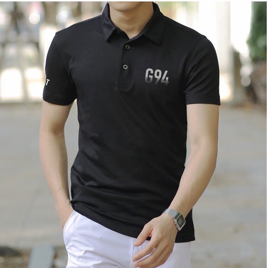 Áo thun polo nam Gấu 194 vải mè co dãn 4 chiều, phong cách thể thao - gym - bóng đá, from slim fit - PLG94