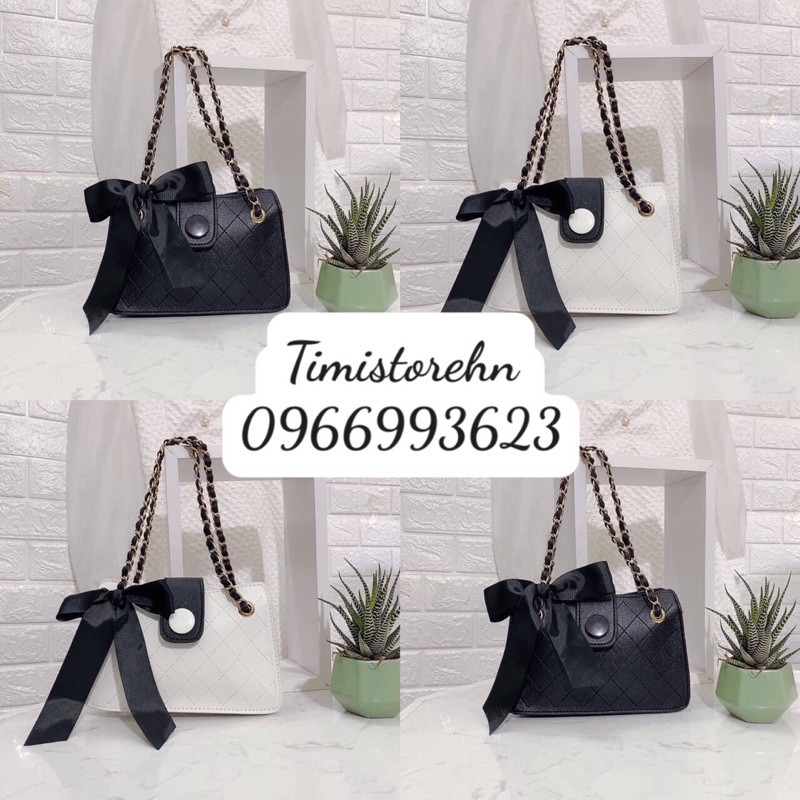 TÚI ĐEO CHÉO NỮ, KẸP NÁCH PHỐI NƠ DA SẦN ĐEO 2 KIỂU (CHÉO VÀ KẸP NÁCH)