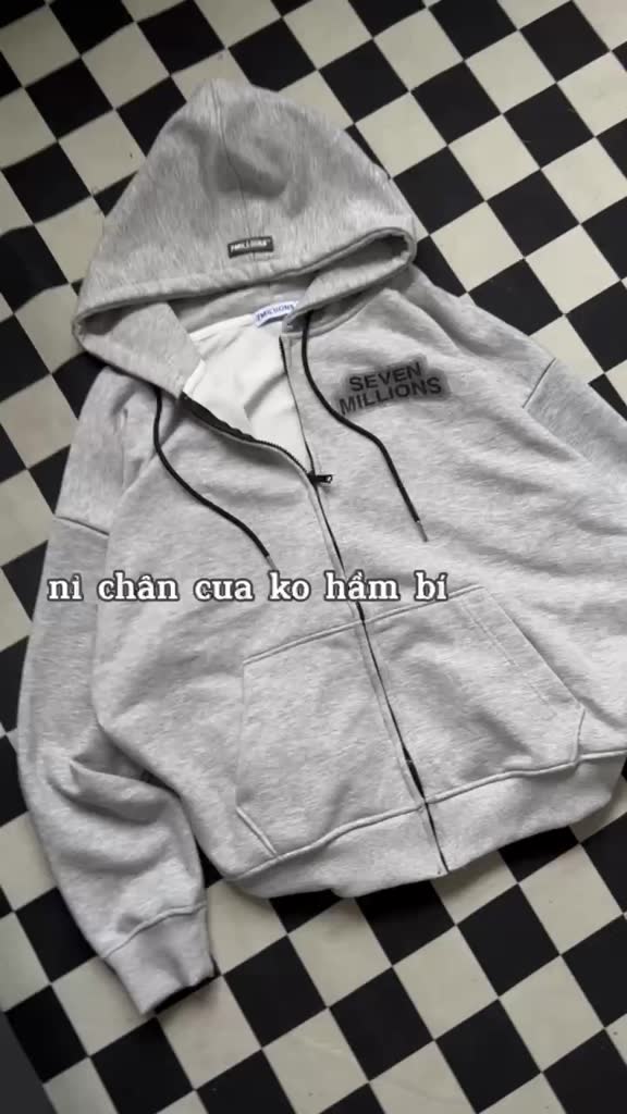 Áo khoác Hoodie Zip 7MILLIONS MULTILINE  - Màu xám và đen - Vải nỉ da cá - Form Oversized | BigBuy360 - bigbuy360.vn
