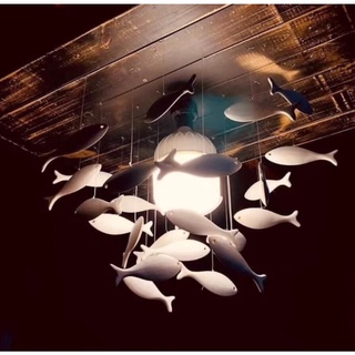 Combo 10 cá gỗ trang trí, cá gỗ decor size 15cm DIY đèn treo, chuông gió, rèm cửa, dán tường