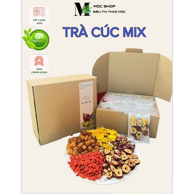Set 30 gói trà Cúc mix Táo đỏ- Kỳ tử-Hoa Hồng-Long Nhãn