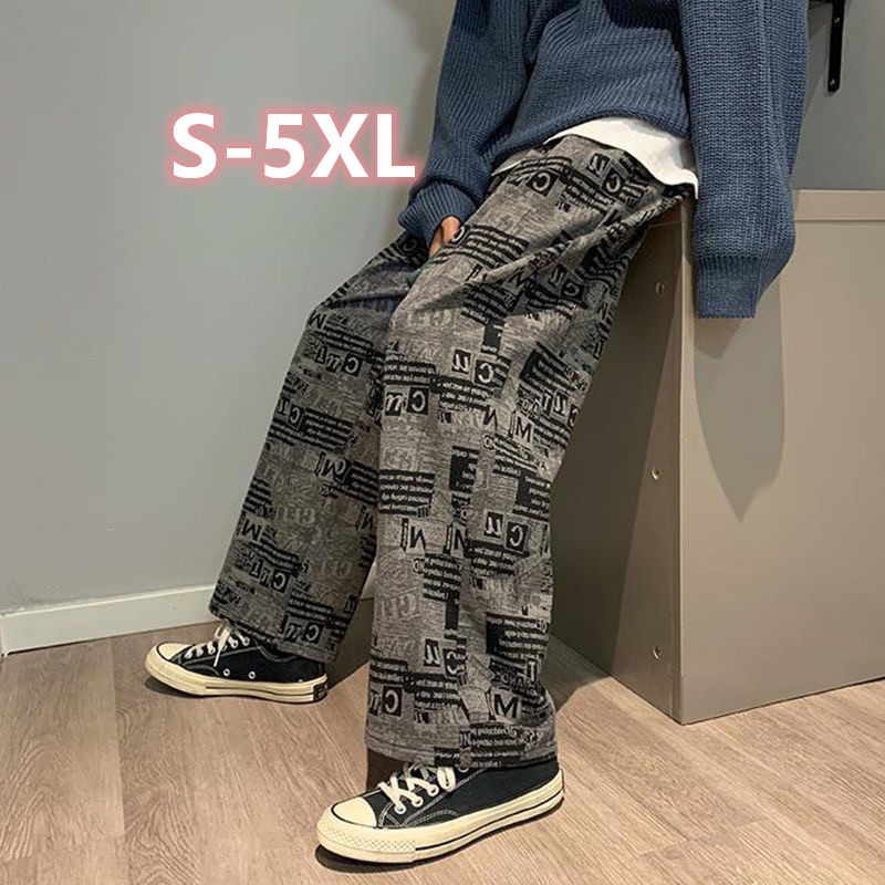 Quần ống rộng Họa Tiết Tờ Báo Thời Trang Hàn Quốc Mới 2023