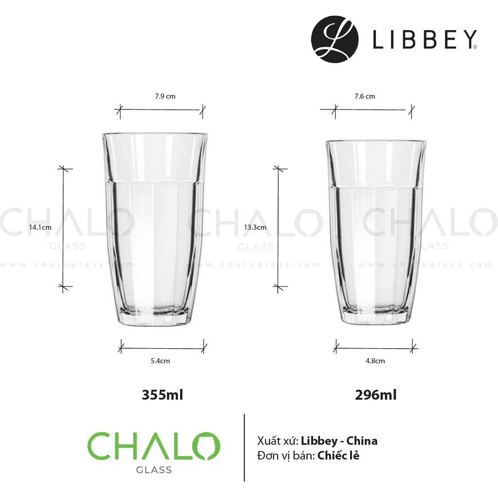 [Chính hãng] Ly thủy tinh Libbey Duratuff Picadilly Beverage  296ml &amp; 355ml - 15366 &amp; 15365