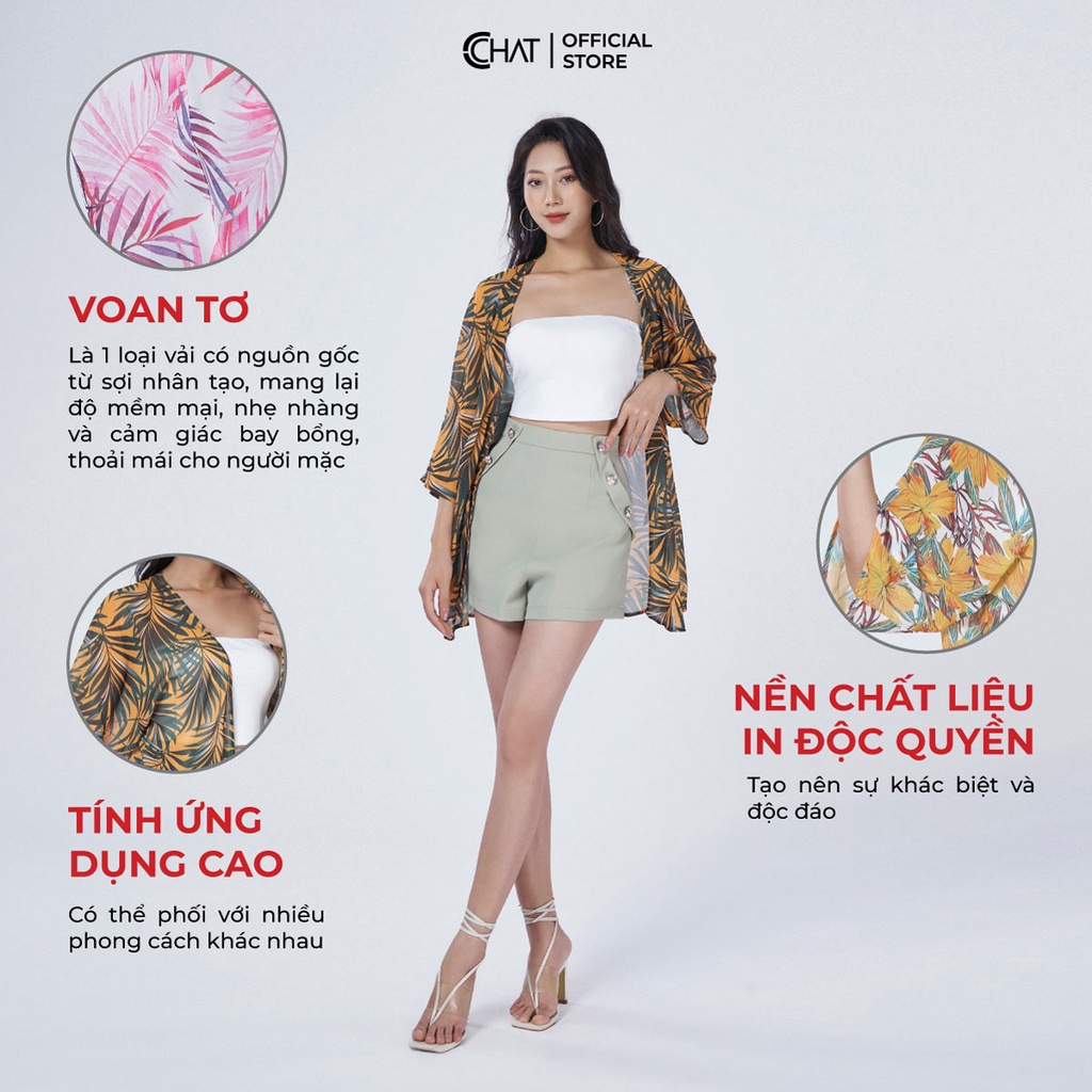 Áo Khoác Nữ 𝐂𝐂𝐇𝐀𝐓 Kimono Chất Voan Mềm Mại Phong Cách Trẻ Trung Năng Động 92ADV4001ST