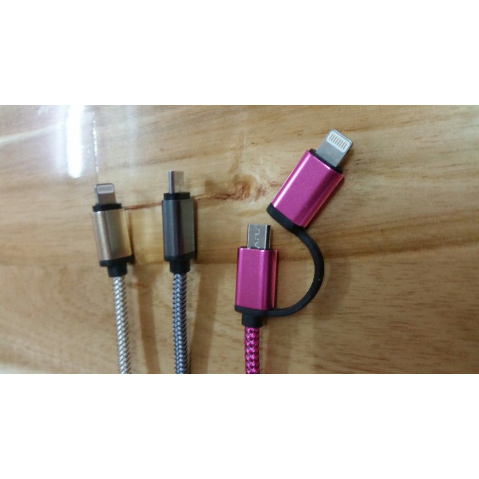 Cáp Sạc Đầu Nối Iphone và Samsung Dây Dù Box