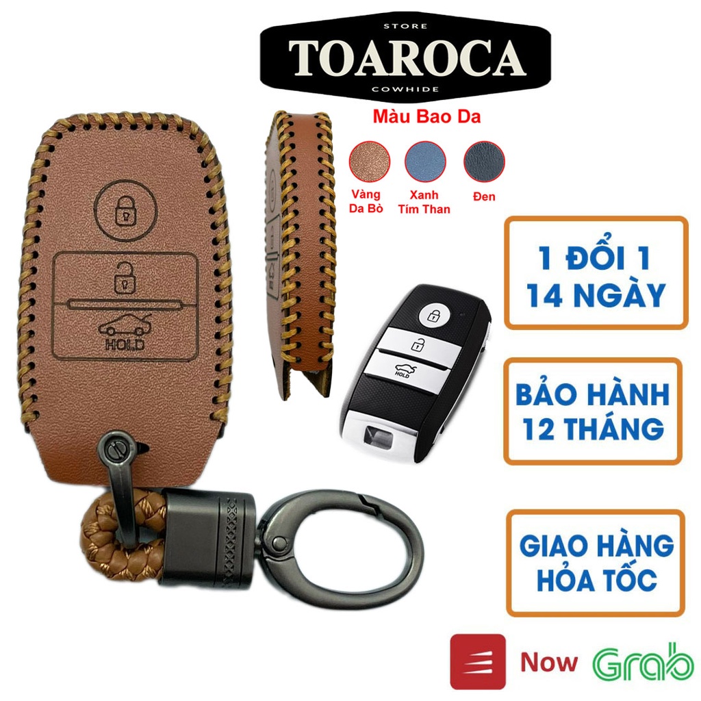 Bao Da Chìa Khóa Smartkey Ô Tô Kia Morning 2021,Kia Seltos,Soluto,K3, Cerato 14-18, Sorento(loại 3 nút) Da Bò,Hanmade