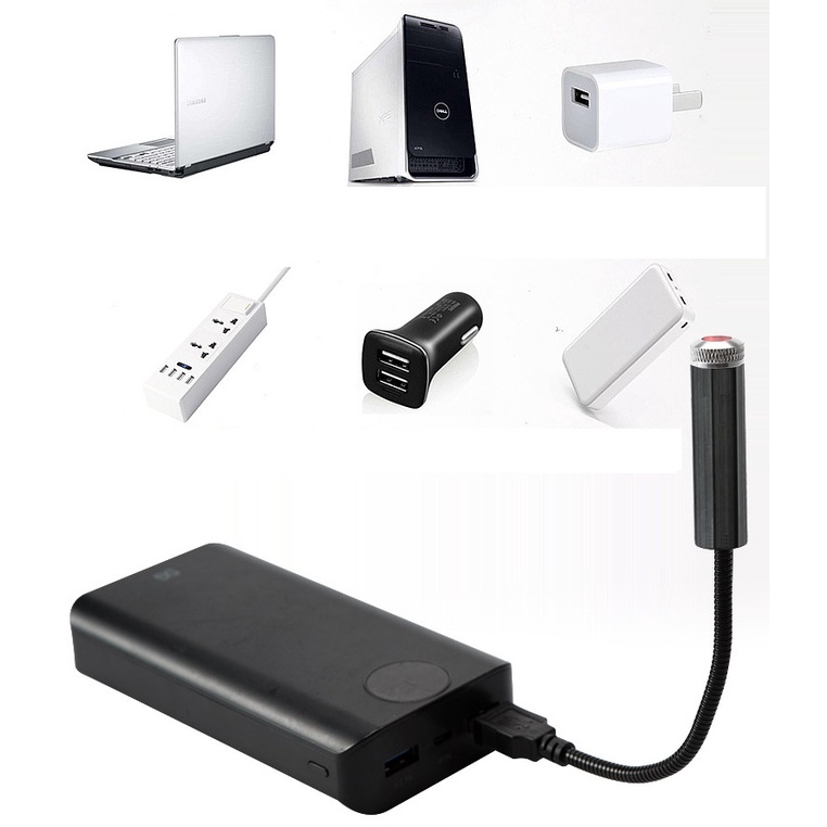 Đèn LED chiếu trần nhà, phòng khách, phòng ngủ, xe hơi màu đỏ chân USB di động có thể điều chỉnh tiện dụng