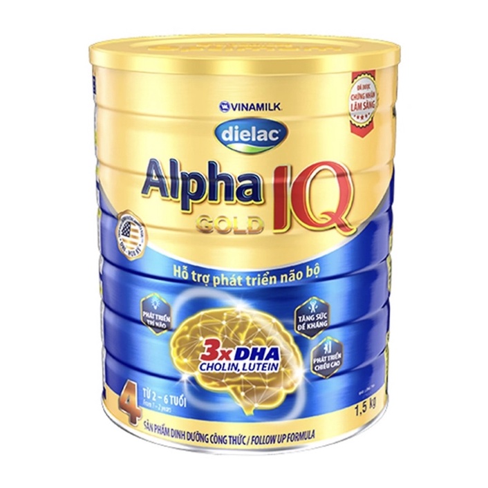 Sữa bột Dielac Alpha IQ gold 4-1kg5 của VINAMILK dành cho trẻ từ 2 đến 6 tuổi.