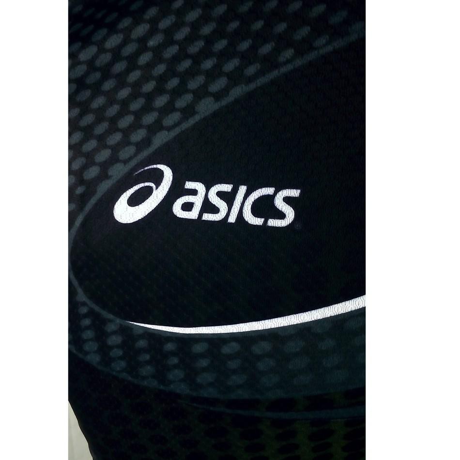 ASICS Áo Thun Bóng Chuyền In Chữ Qr Màu Xanh Lá / Đen Thời Trang Cho Người Lớn