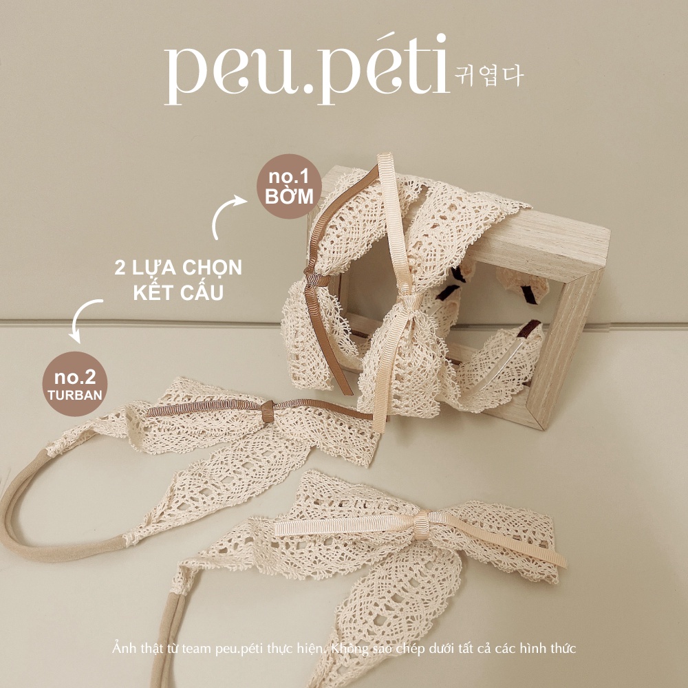 Turban hoặc Bờm Ren màu vintage cho bé thiết kế style Korea- peu.péti  🤎
