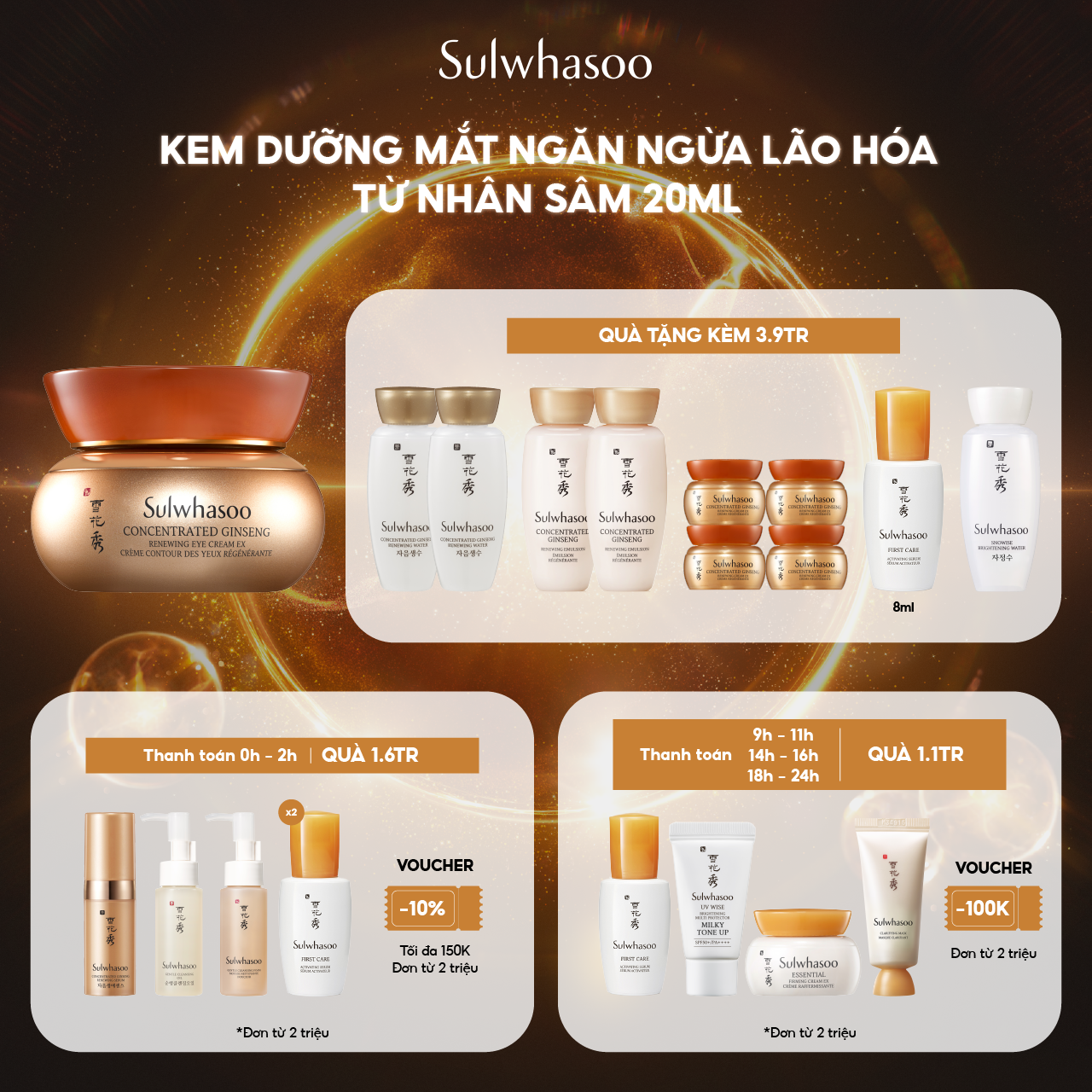 Kem dưỡng mắt ngăn ngừa lão hóa Sulwhasoo Concentrated Ginseng Renewing Eye Cream Ex 20ml