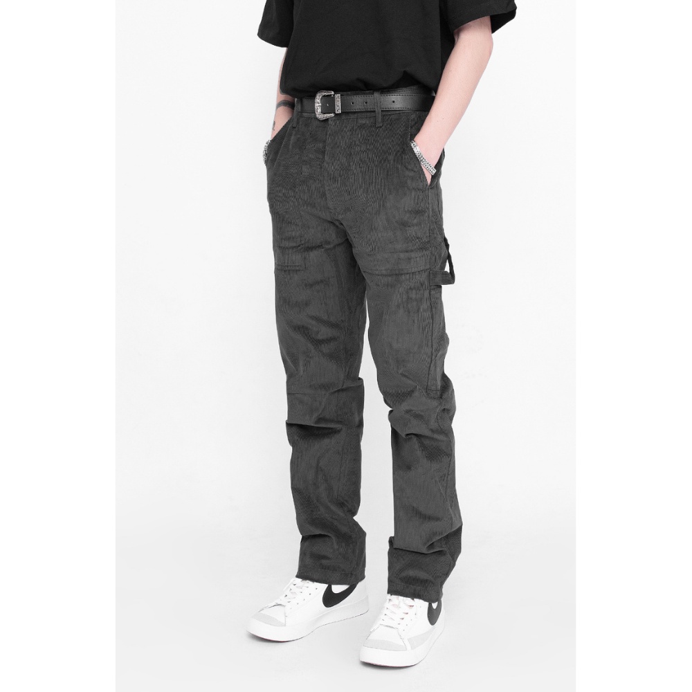 Quần tăm nhung màu xám đậm Tum Machines CORDUROY SLIM PANT - Earl Grey