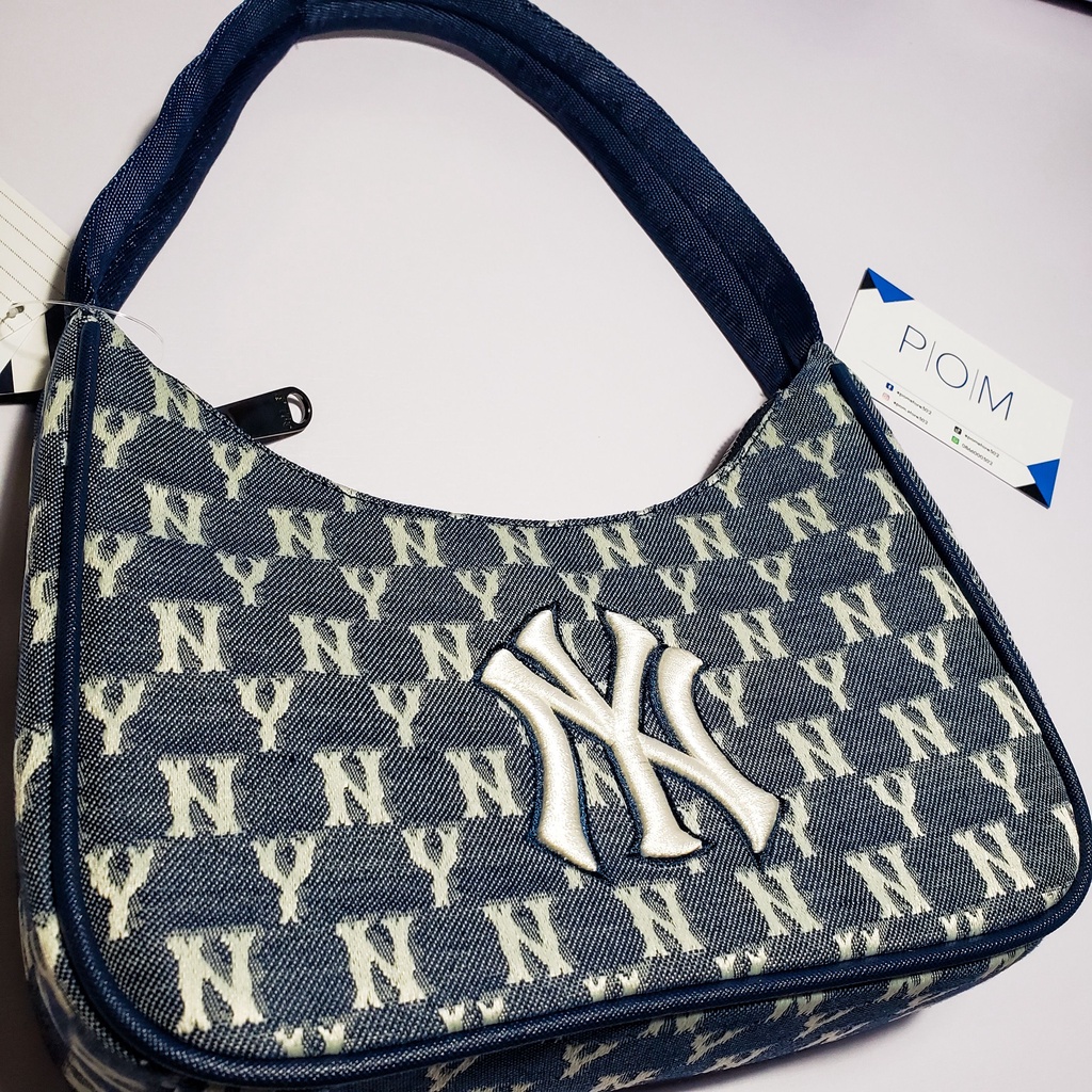 Túi kẹp nách NY túi xách nữ M.L.B NY Monogram Xanh Navy - Pom Store