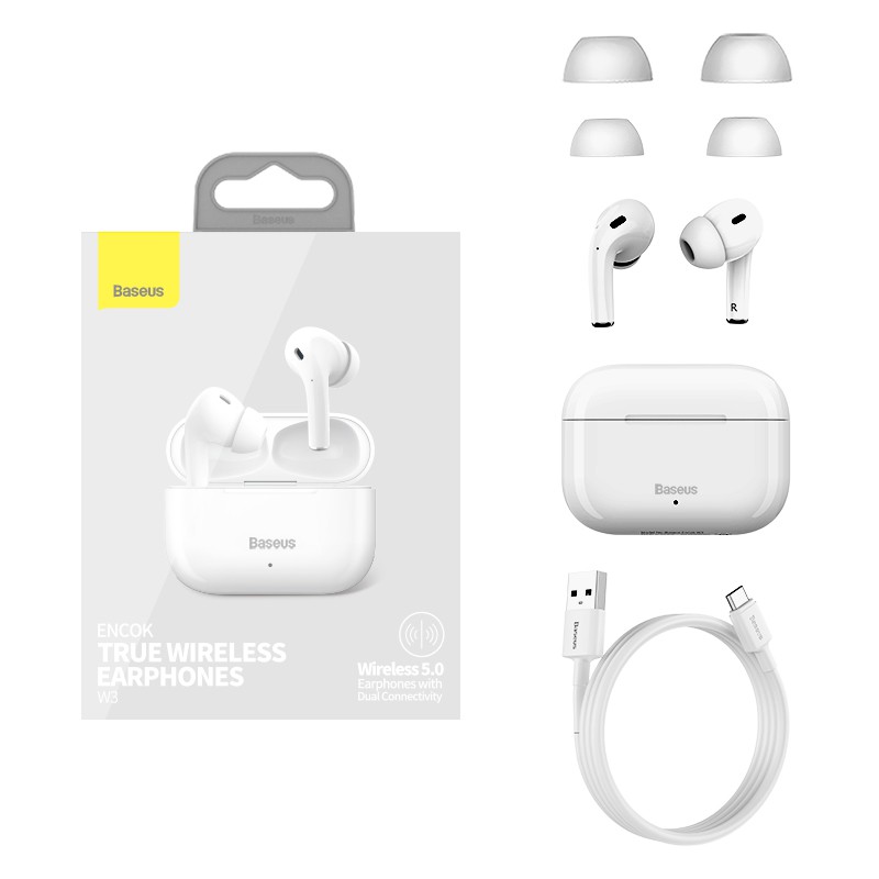 Tai nghe nhét trong tai thể thao Baseus W3 Encok Tws Bluetooth 5.0 phù hợp với iPhone / Huawei / Xiaomi / Samsung