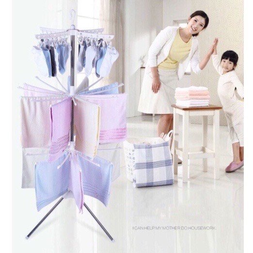 Cây sào phơi đồ thông minh gấp gọn đa năng 3 tầng treo đồ cho bé siêu tiện lợi