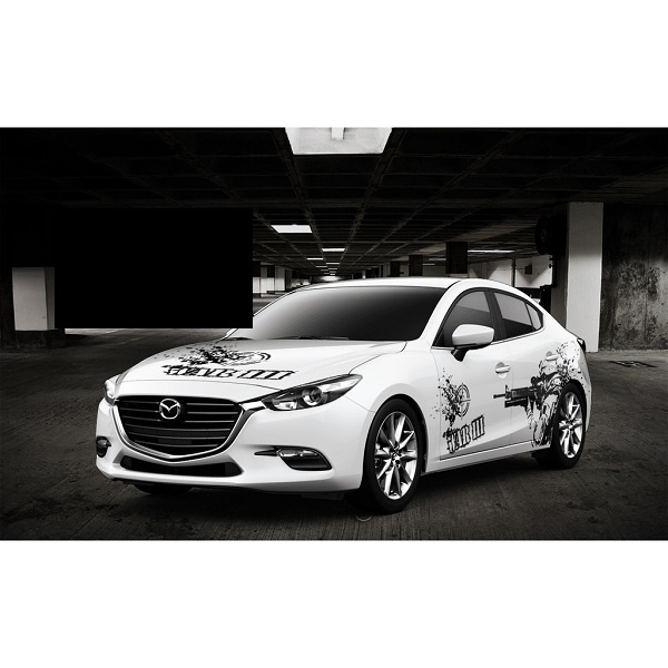 Tem dán sườn xe mazda 3 Đen,team Decal oto,tặng kèm tem chứ kí theo yêu cầu hoặc tem nắp bình xăng