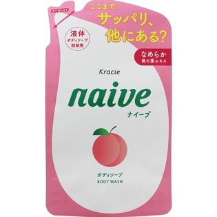 Sữa tắm trắng da Nhật NAÏVE chiết xuất quả đào dạng túi thay thế 380ml-[Hàng Nhật Nội Địa]