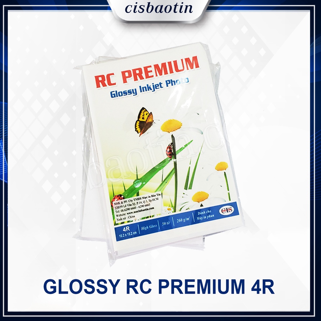GIẤY IN ẢNH GLOSSY RC PREMIUM 4R( XẤP 50 TỜ KHỔ A6)