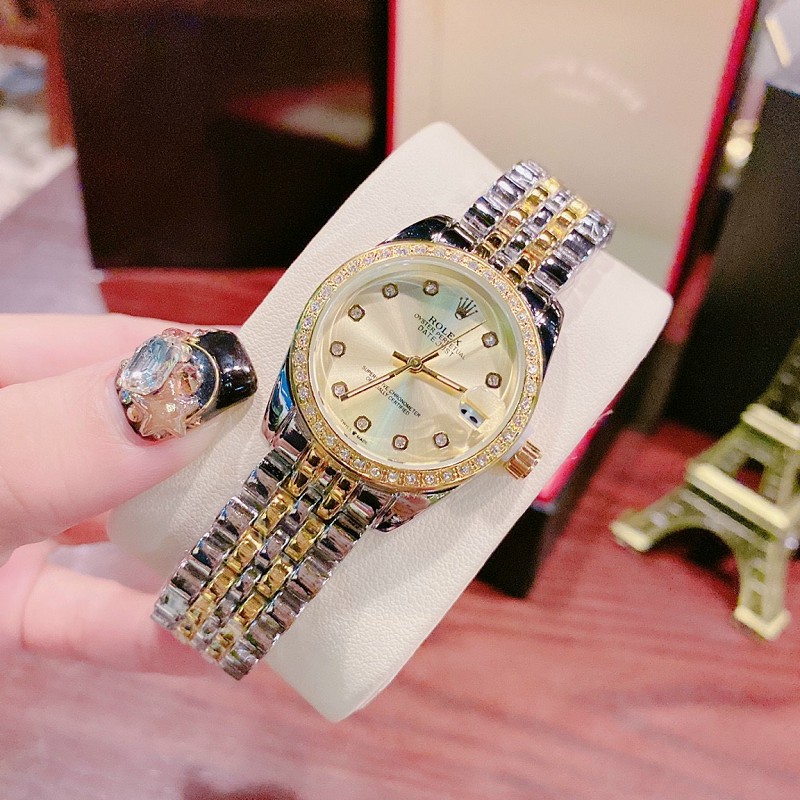 đồng hồ nữ đẹp Rolex dây thép không gỉ hàng đẹp thời trang cao cấp chống  nước bảo hành 12 tháng -DH 13