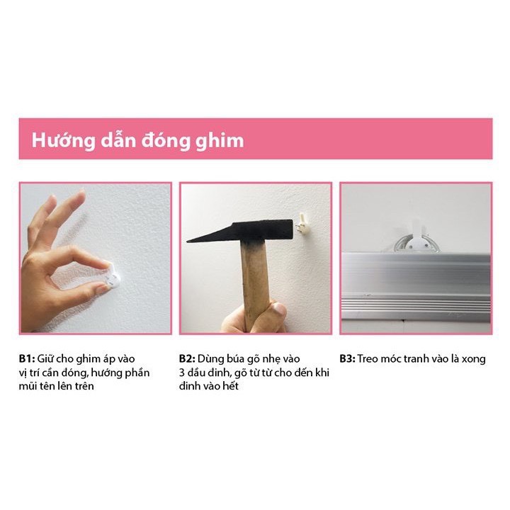 10 Móc Nhựa - Taky, Treo Tranh, Ảnh, Đồng Hồ, Đinh 3 Chân, Không Cần Khoan Đục Tường, An Toàn, Chắc Chắn 2220Set10