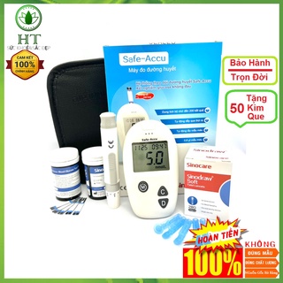 Bộ Máy Đo Đường Huyết Safe Accu Kèm Que Thử Và Kim Chích Máu Chính Hãng Sinocare
