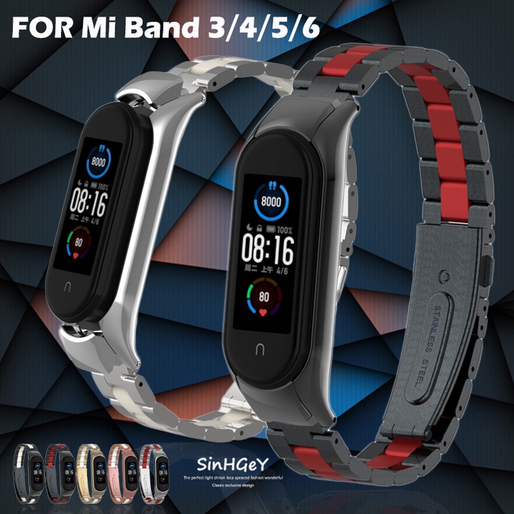 Dây đeo đồng hồ thay thế bằng thép không gỉ cho Xiaomi Mi Band 3 4 5 6