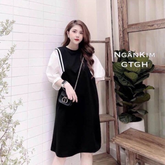 váy suông nữ,đầm suông nữ tay lỡ bo viền chất đũi 1 màu xinh xắn ( váy thủy thủ)