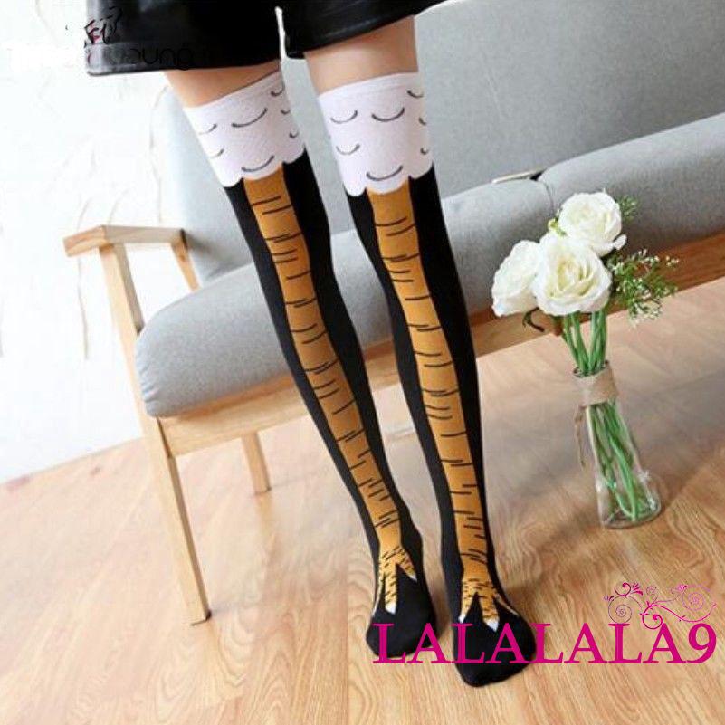 Tất chân dài qua gối họa tiết hình chân gà độc đáo cho nữ