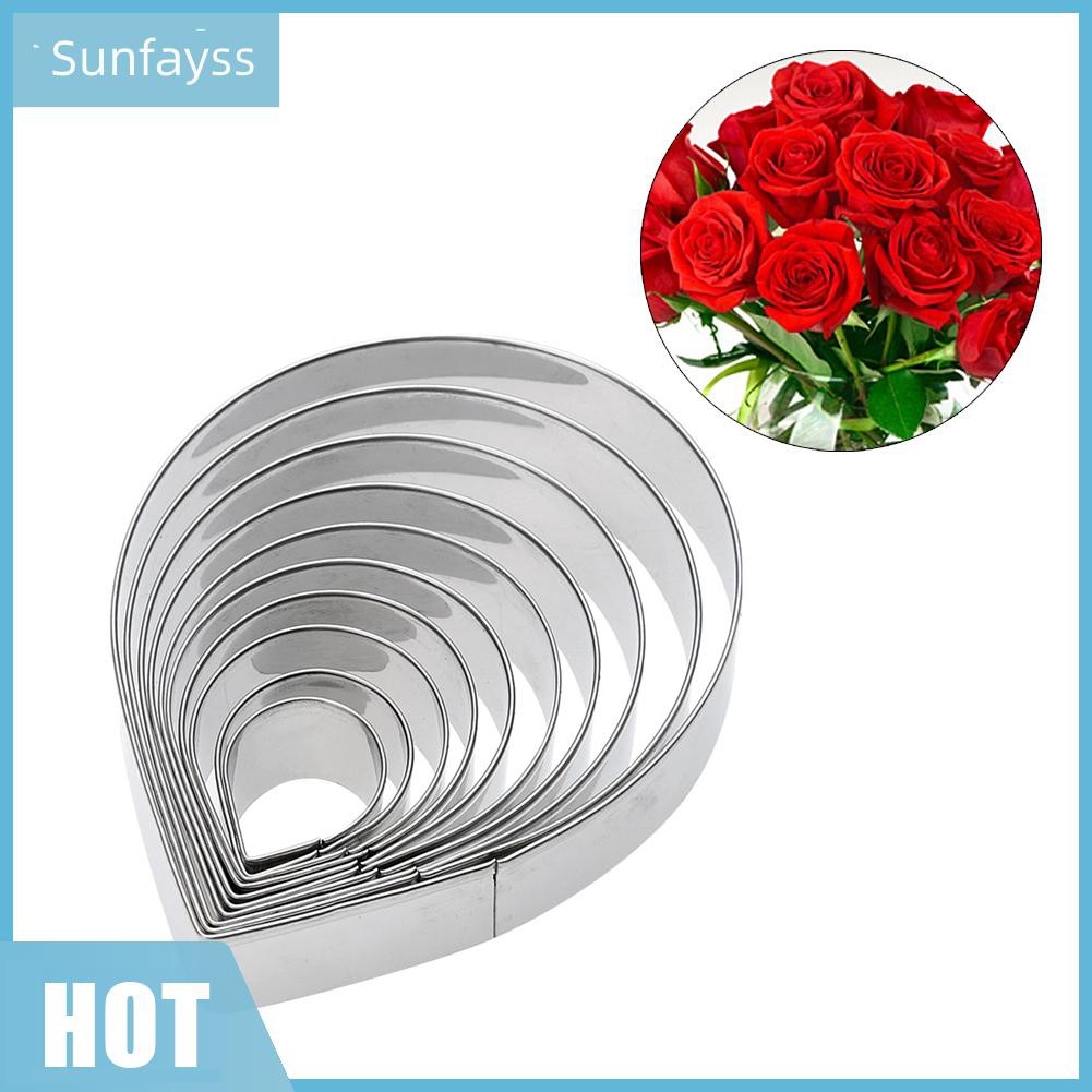 Rose Petal Shape 10pcs Stainless Steel Metal Fondant Cake Mold Rose Petal Cookie Cutter