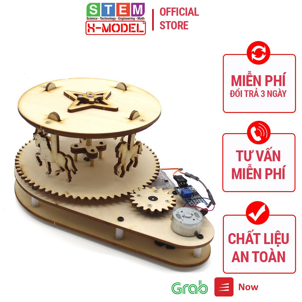 Đồ chơi lắp ráp gỗ 3D cho bé X- MODEL ST20 Vòng quay ngựa gỗ