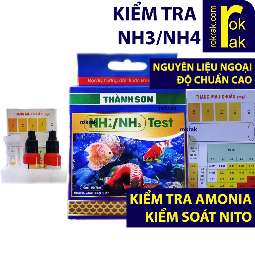 Kiểm tra NH3 NH4 Đo Amonia Amonium Test Kit THÀNH SƠN TP cho hồ cá