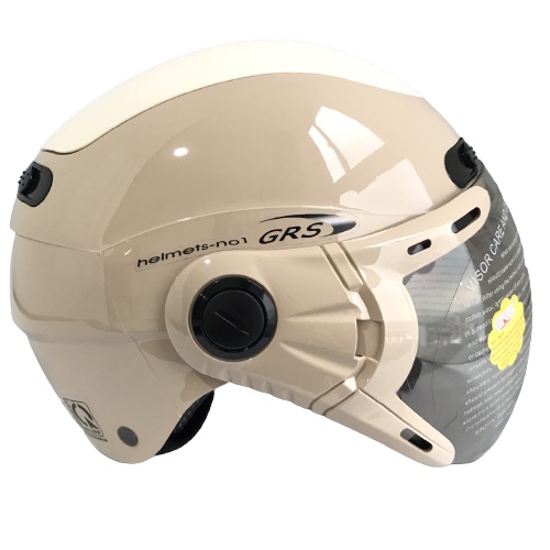 Mũ bảo hiểm nửa đầu kính chống lóa cao cấp - Vòng đầu 54-57cm - Bảo hành 12 tháng - GRS A102k - Sữa line trắng
