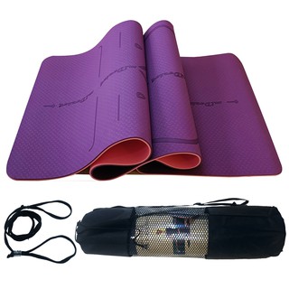Thảm Tập Yoga Định Tuyến TPE 2 Lớp - Màu Tím - Chính Hãng miDoctor + Bao Thảm Tập Yoga + Dây Buộc Thảm Tập Yoga