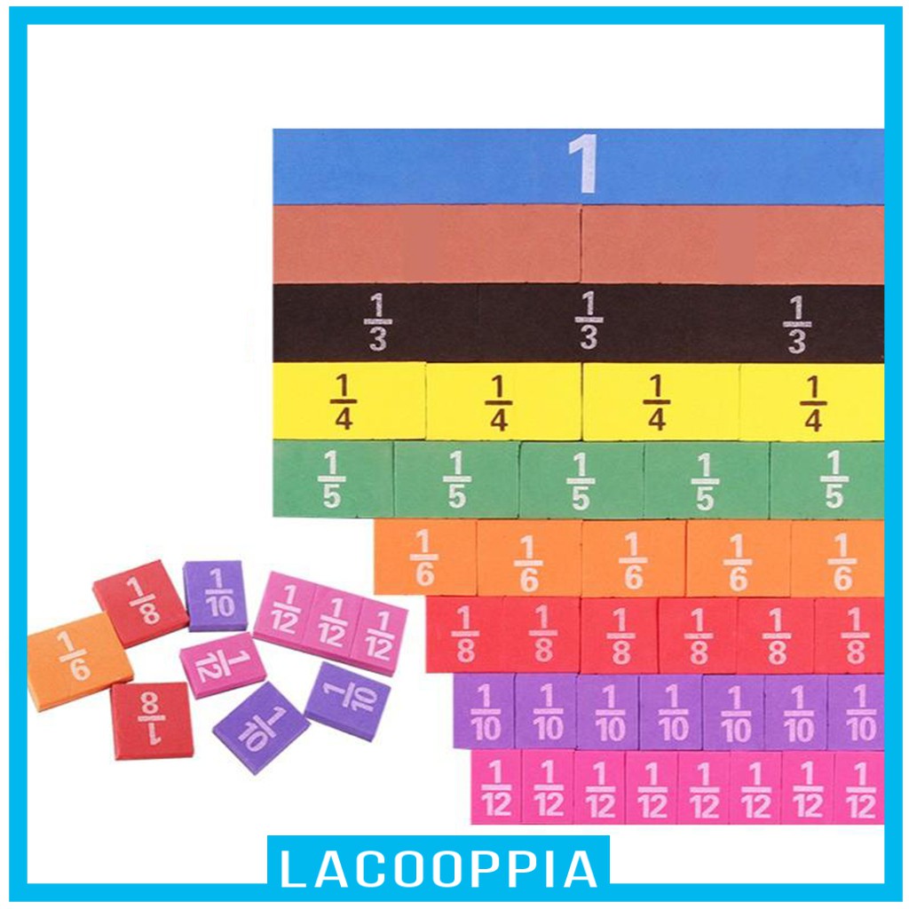 [LACOOPPIA] 51 Pieces Learning Resources Double-sided Magnetic Fraction Squares