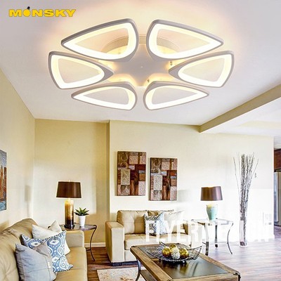 Đèn ốp trần MONSKY hoa mai 6 cánh 3 chế độ sáng có điều khiển từ xa