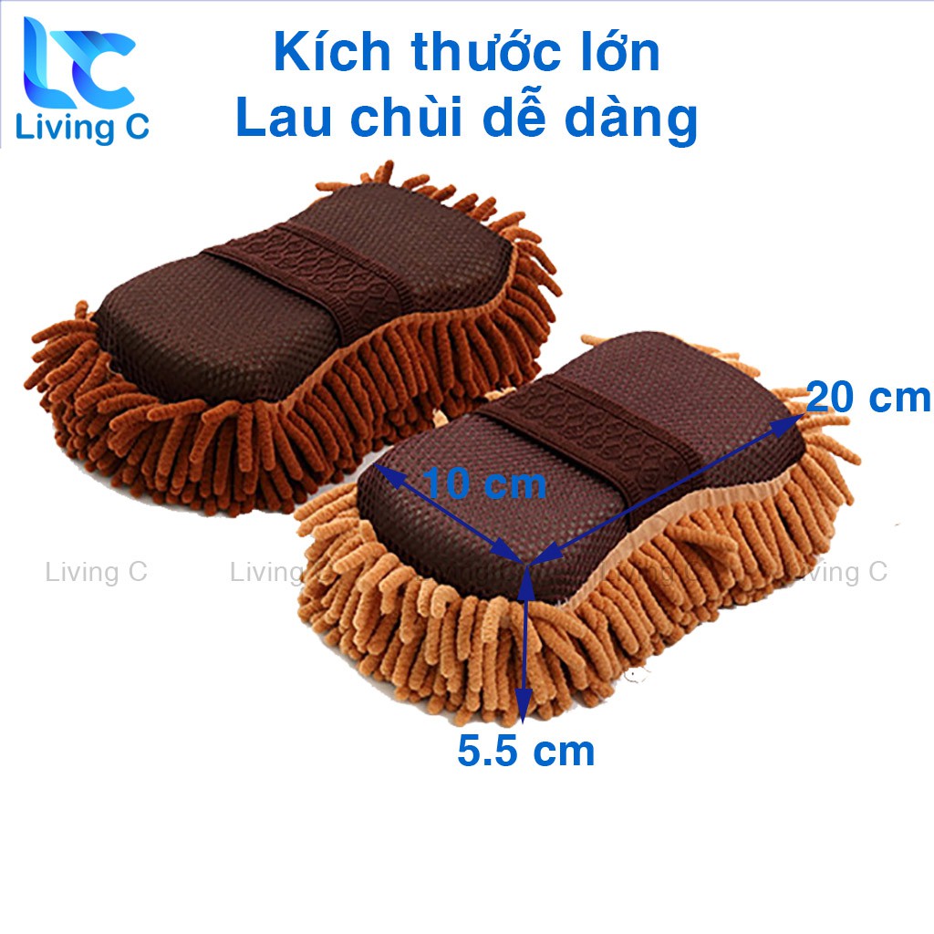 Găng tay rửa xe ô tô Living C, bọt biển microfiber lau chùi xe siêu sạch tiện lợi _SL