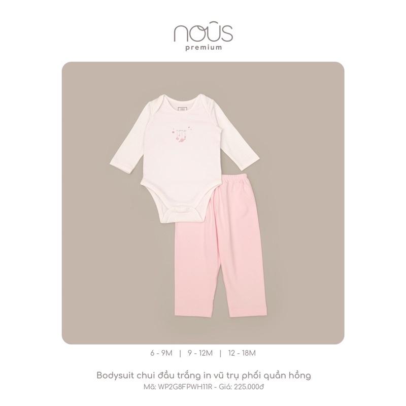 {Nhùn nhùn}Set Áo Và Quần Liền Tất - Nous Premium Dòng Sản Phẩm Cao Cấp - Cho Bé Sơ Sinh Đến 6-9 Tháng Tuổi