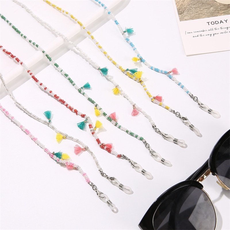 Dây Đeo Mắt Kính Xâu Hạt Ngọc Trai Tua Rua Phong Cách Mới Chống Mất