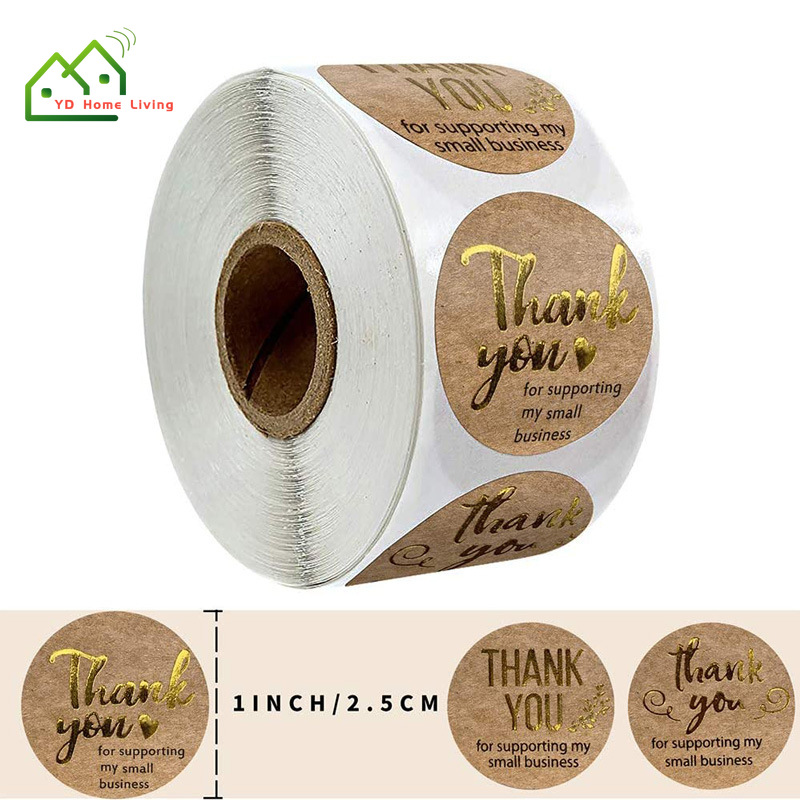 Cuộn 500 miếng dán in chữ Thank you đơn giản thời trang kích thước 2.5cm dùng trang trí